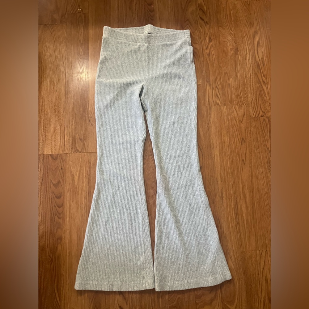 Aerie Ribbed White Flared Pants